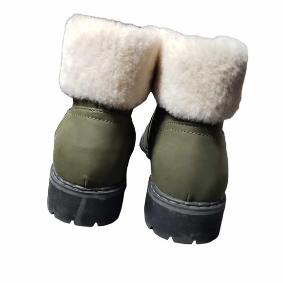 Jessica Carylye Becca 17L sz 11 Green Faux Fur Lace Up Booties AS IS NO BOX - Picture 4 of 9